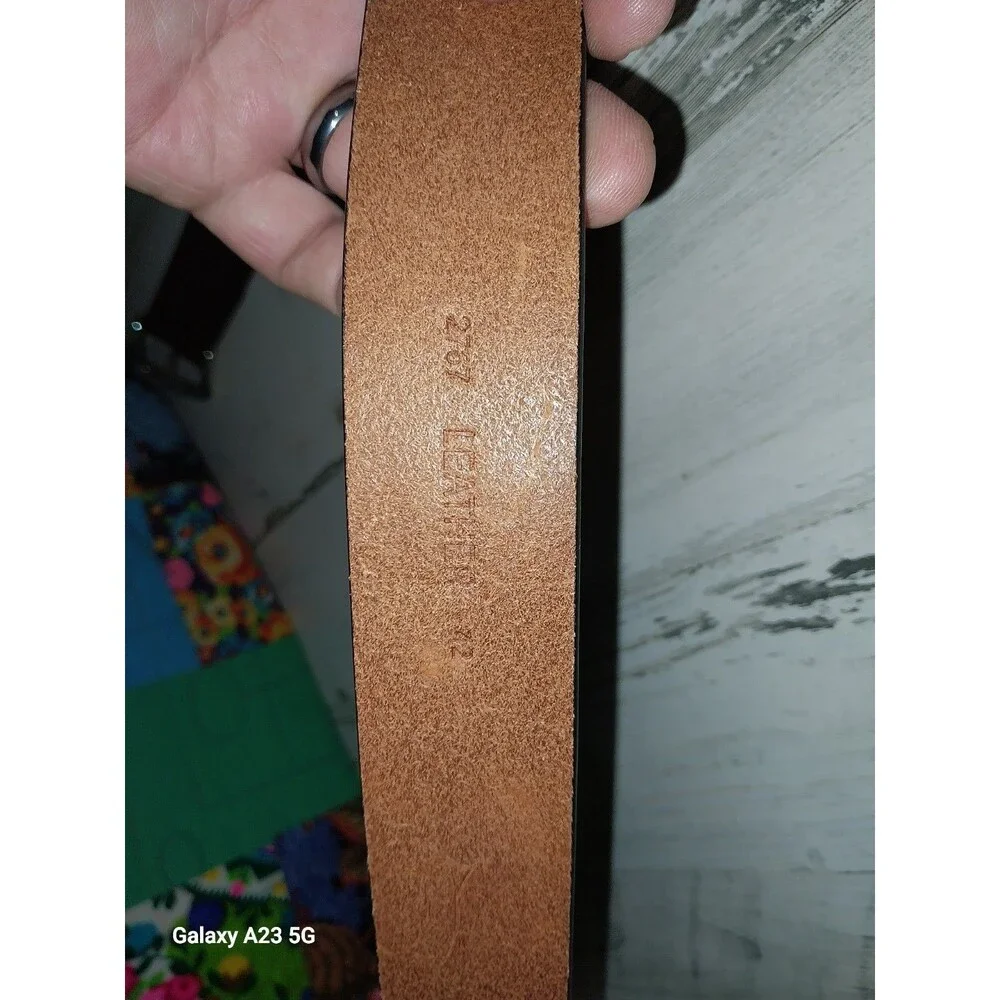 Brown Leather Belt With Deer Embossed Size 42